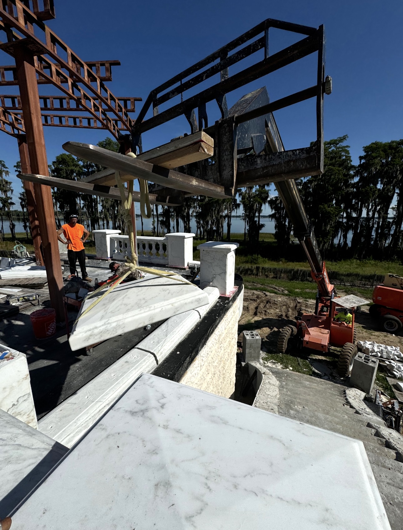 Field documentation of marble and stone construction work managed by Eduardo Munoz Perez JR