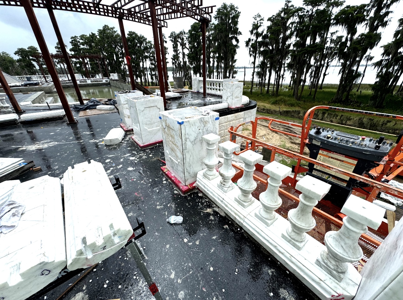 Field documentation of marble and stone construction work managed by Eduardo Munoz Perez JR