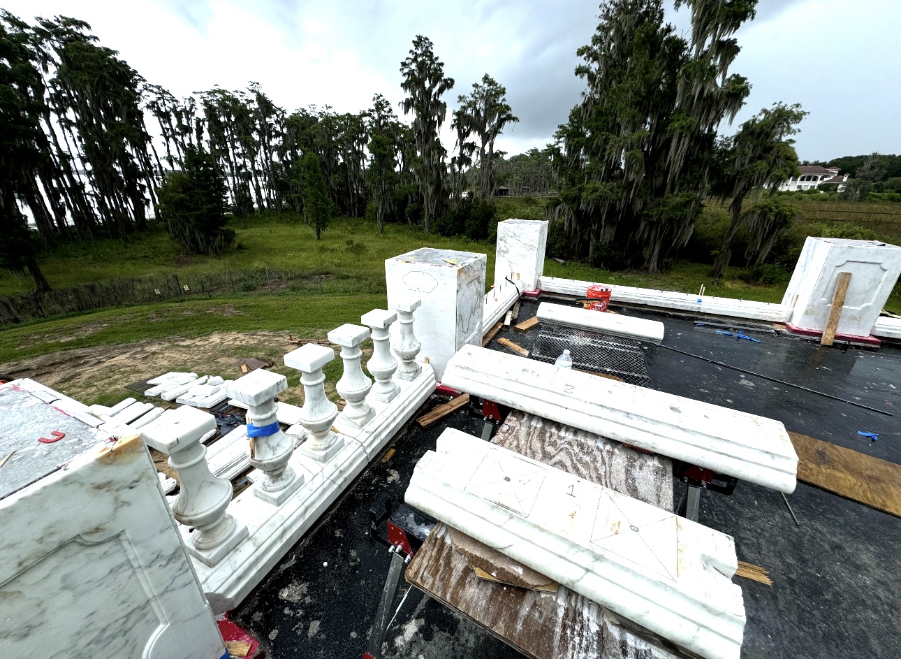 Field documentation of marble and stone construction work managed by Eduardo Munoz Perez JR