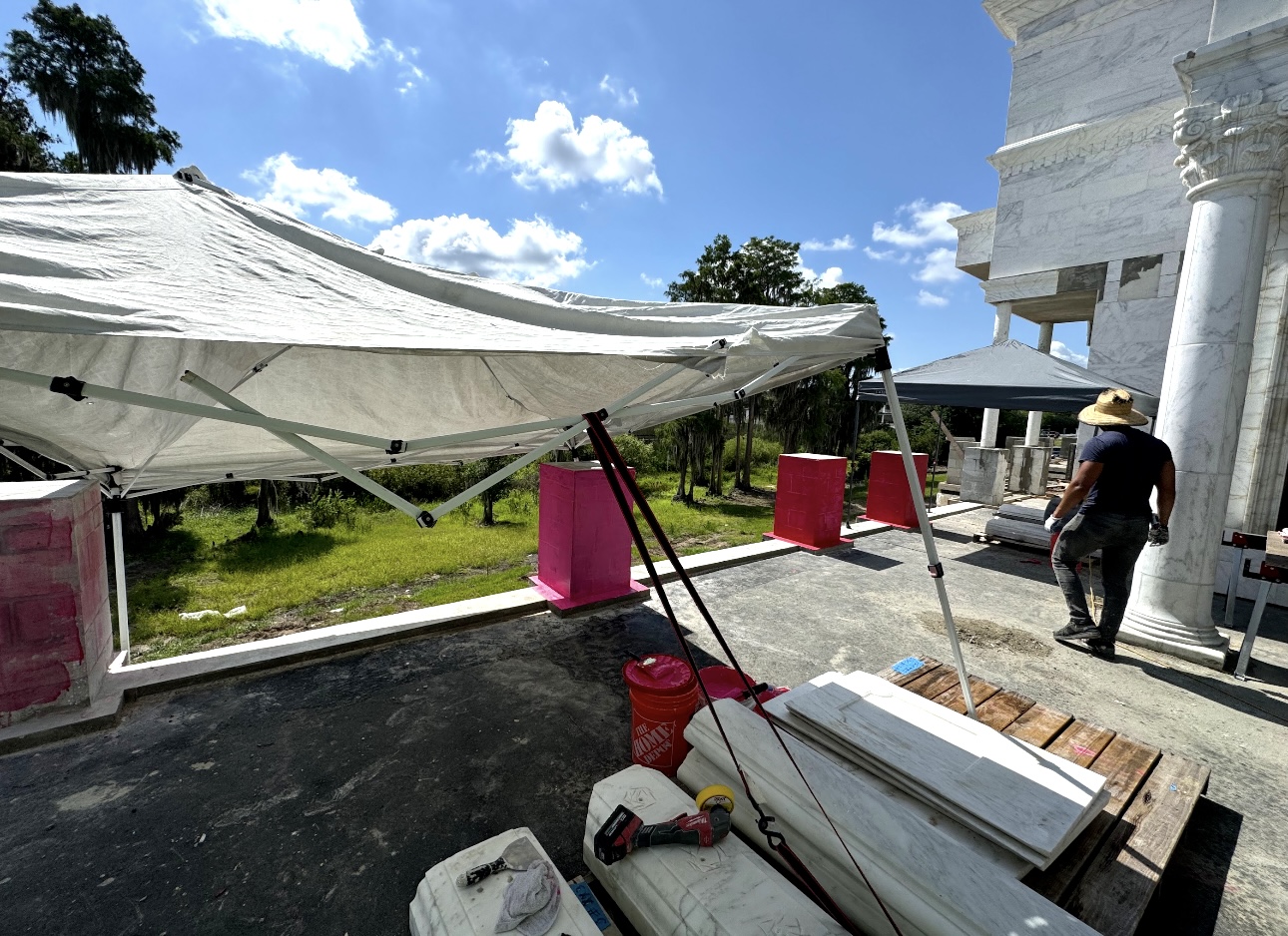Field documentation of marble and stone construction work managed by Eduardo Munoz Perez JR