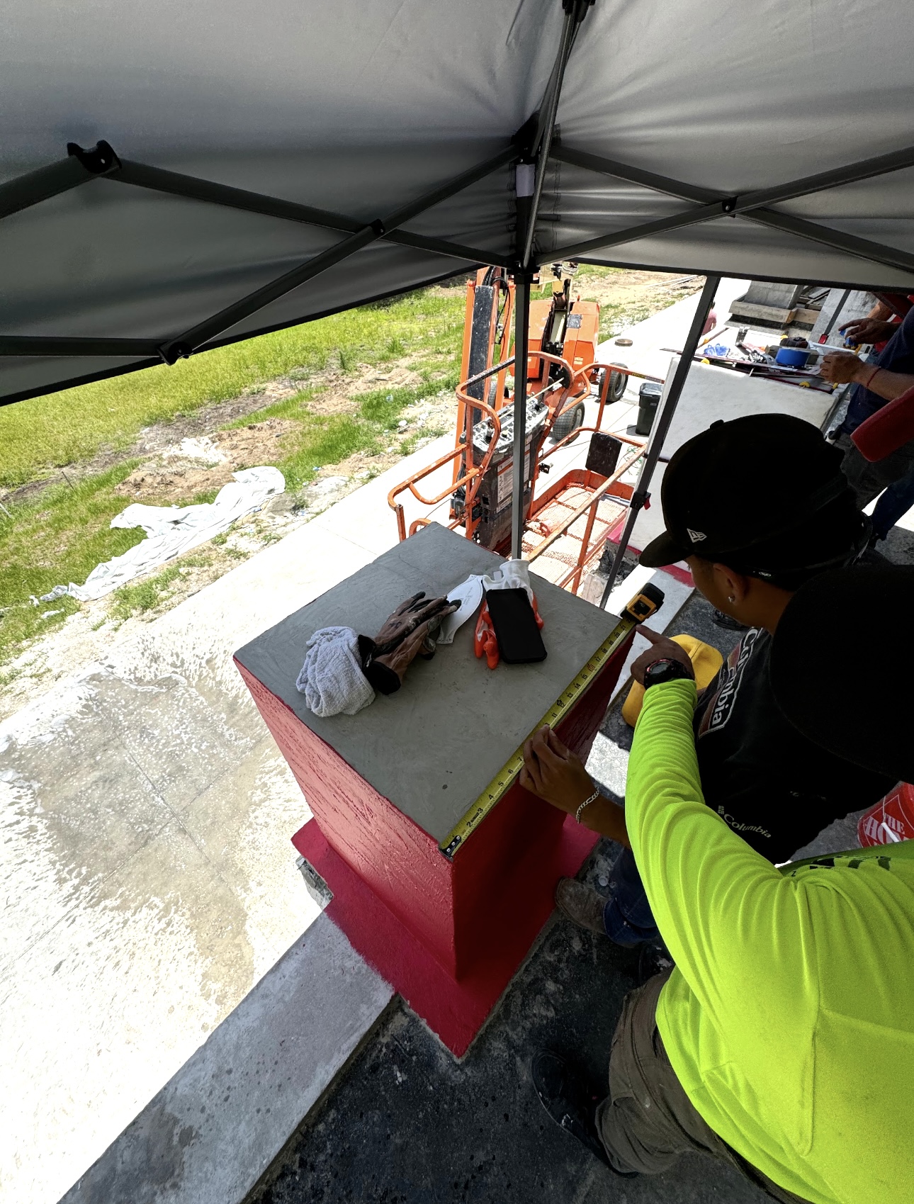 Field documentation of marble and stone construction work managed by Eduardo Munoz Perez JR