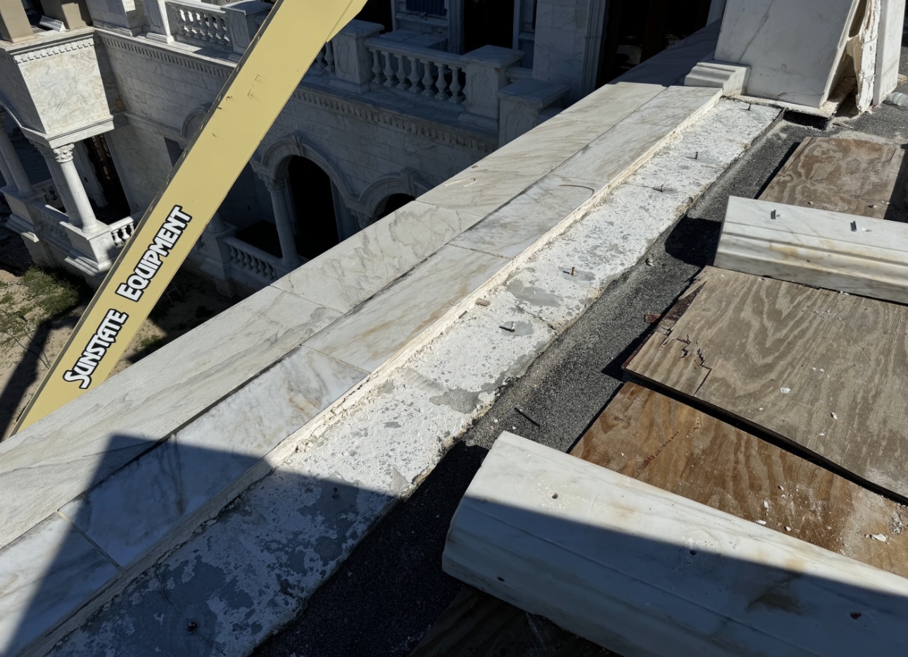 Field documentation of marble and stone construction work managed by Eduardo Munoz Perez JR