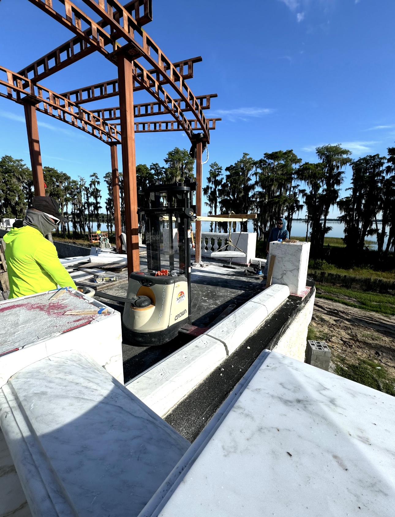 Field documentation of marble and stone construction work managed by Eduardo Munoz Perez JR