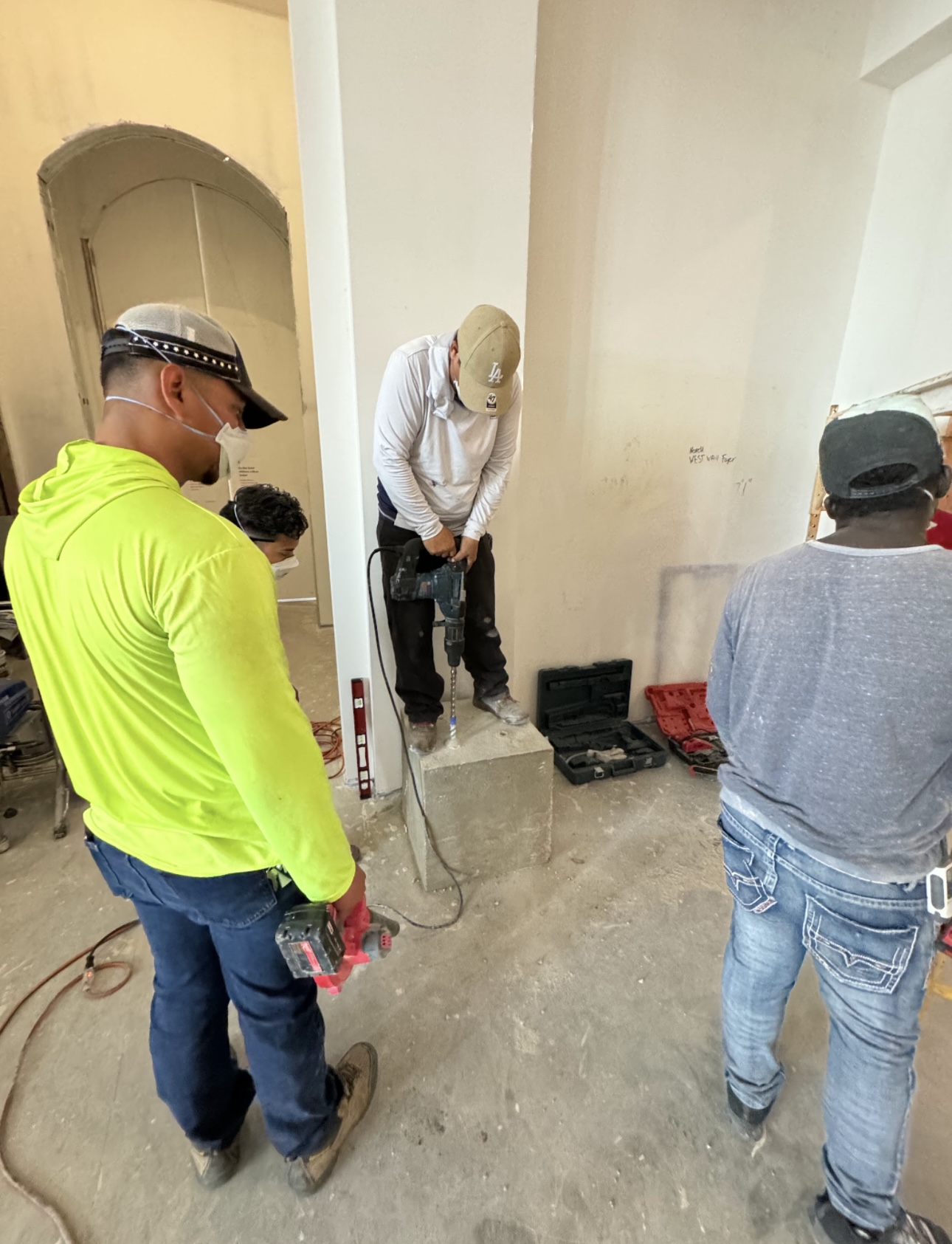 Field documentation of marble and stone construction work managed by Eduardo Munoz Perez JR