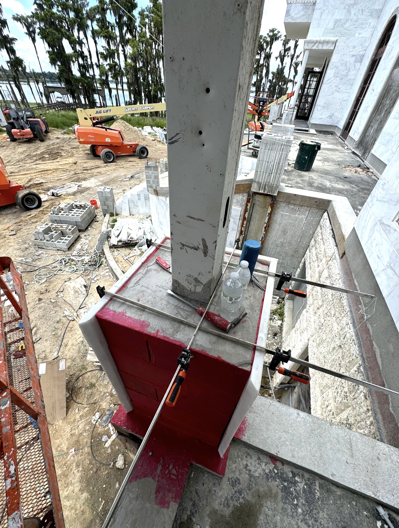 Field documentation of marble and stone construction work managed by Eduardo Munoz Perez JR
