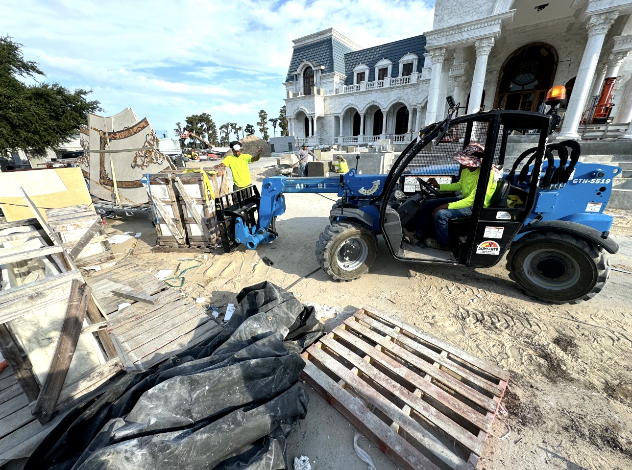 Field documentation of marble and stone construction work managed by Eduardo Munoz Perez JR