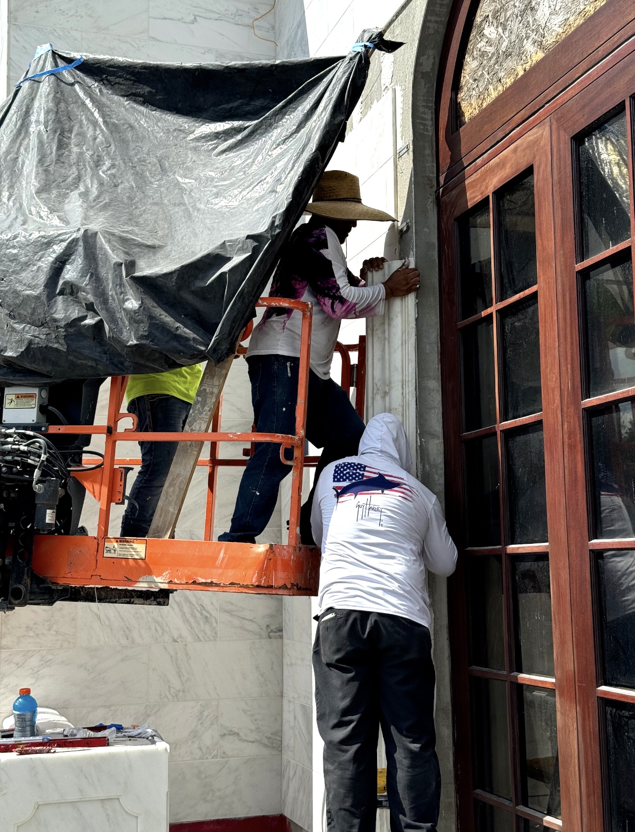 Field documentation of marble and stone construction work managed by Eduardo Munoz Perez JR