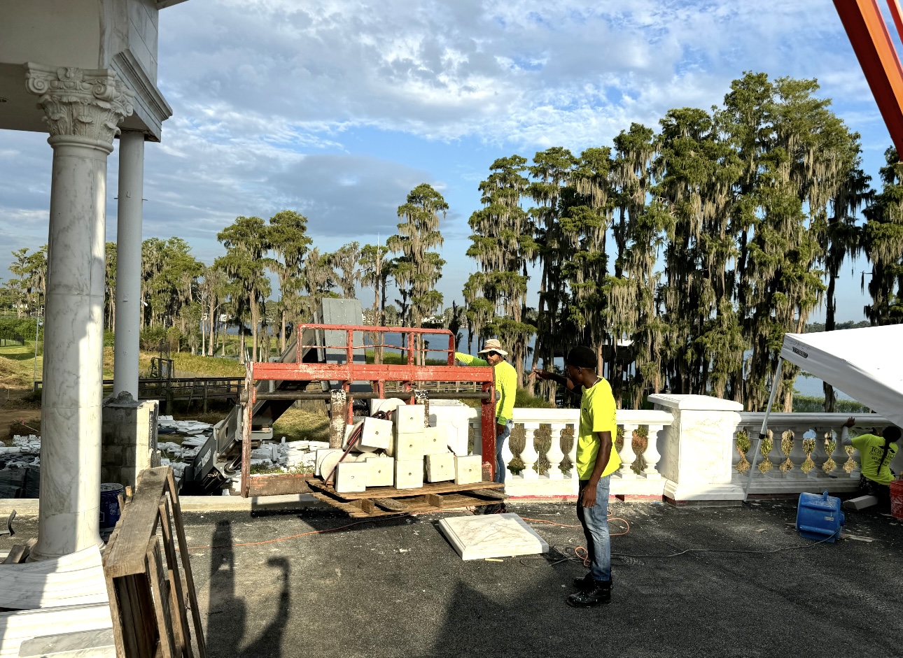 Field documentation of marble and stone construction work managed by Eduardo Munoz Perez JR