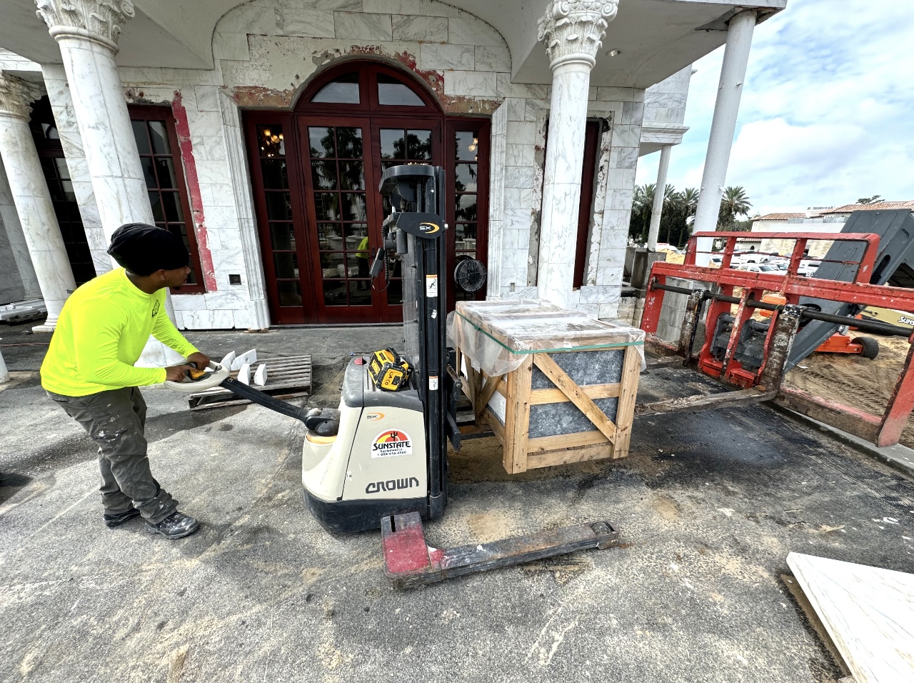 Field documentation of marble and stone construction work managed by Eduardo Munoz Perez JR