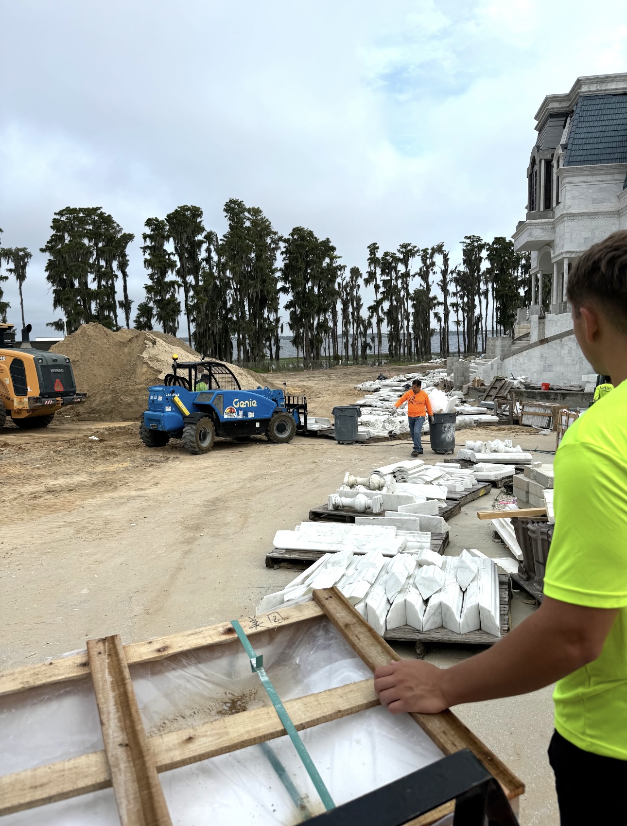 Field documentation of marble and stone construction work managed by Eduardo Munoz Perez JR