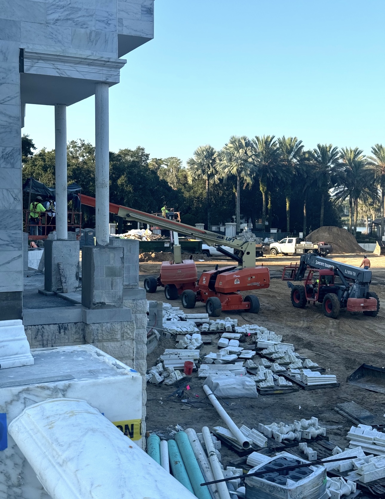Field documentation of marble and stone construction work managed by Eduardo Munoz Perez JR