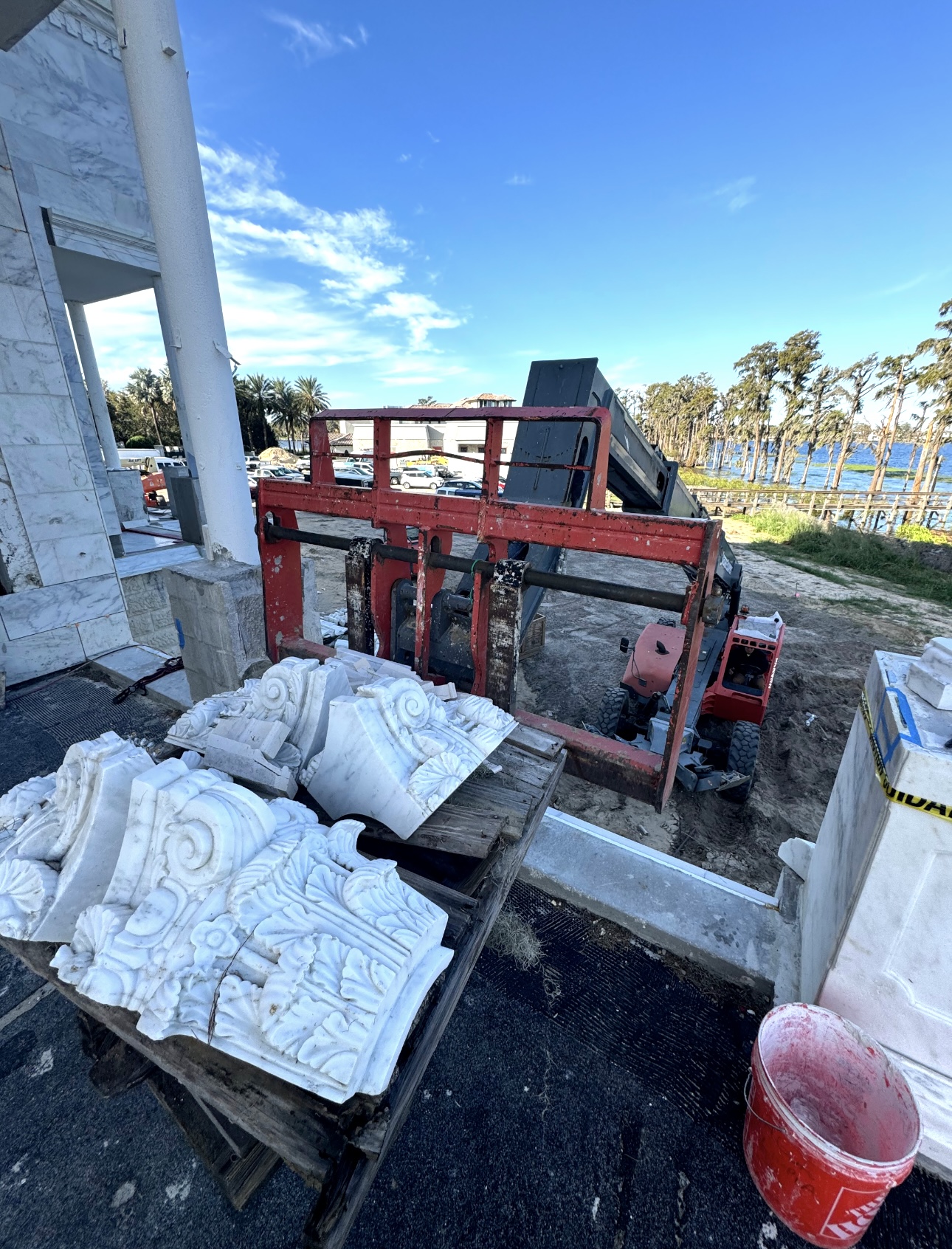 Field documentation of marble and stone construction work managed by Eduardo Munoz Perez JR