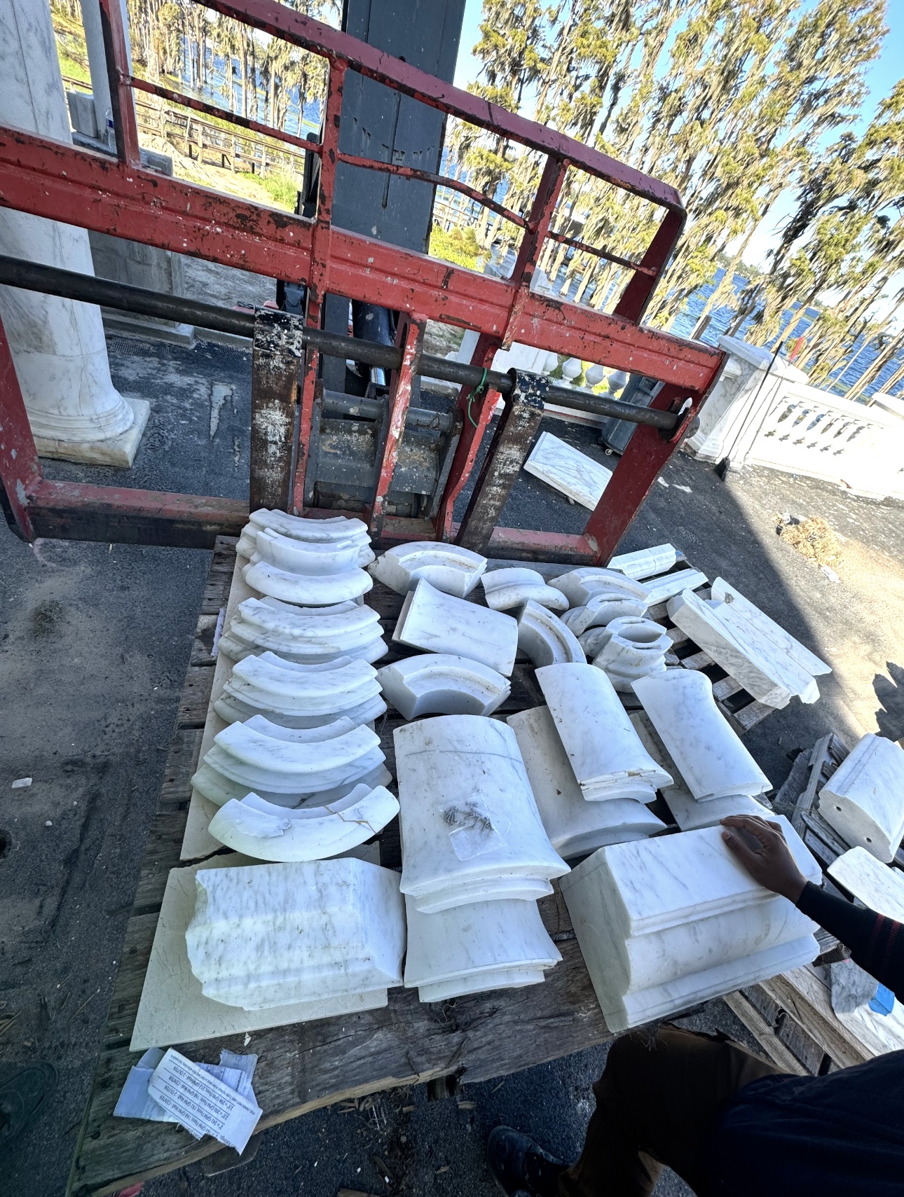 Field documentation of marble and stone construction work managed by Eduardo Munoz Perez JR