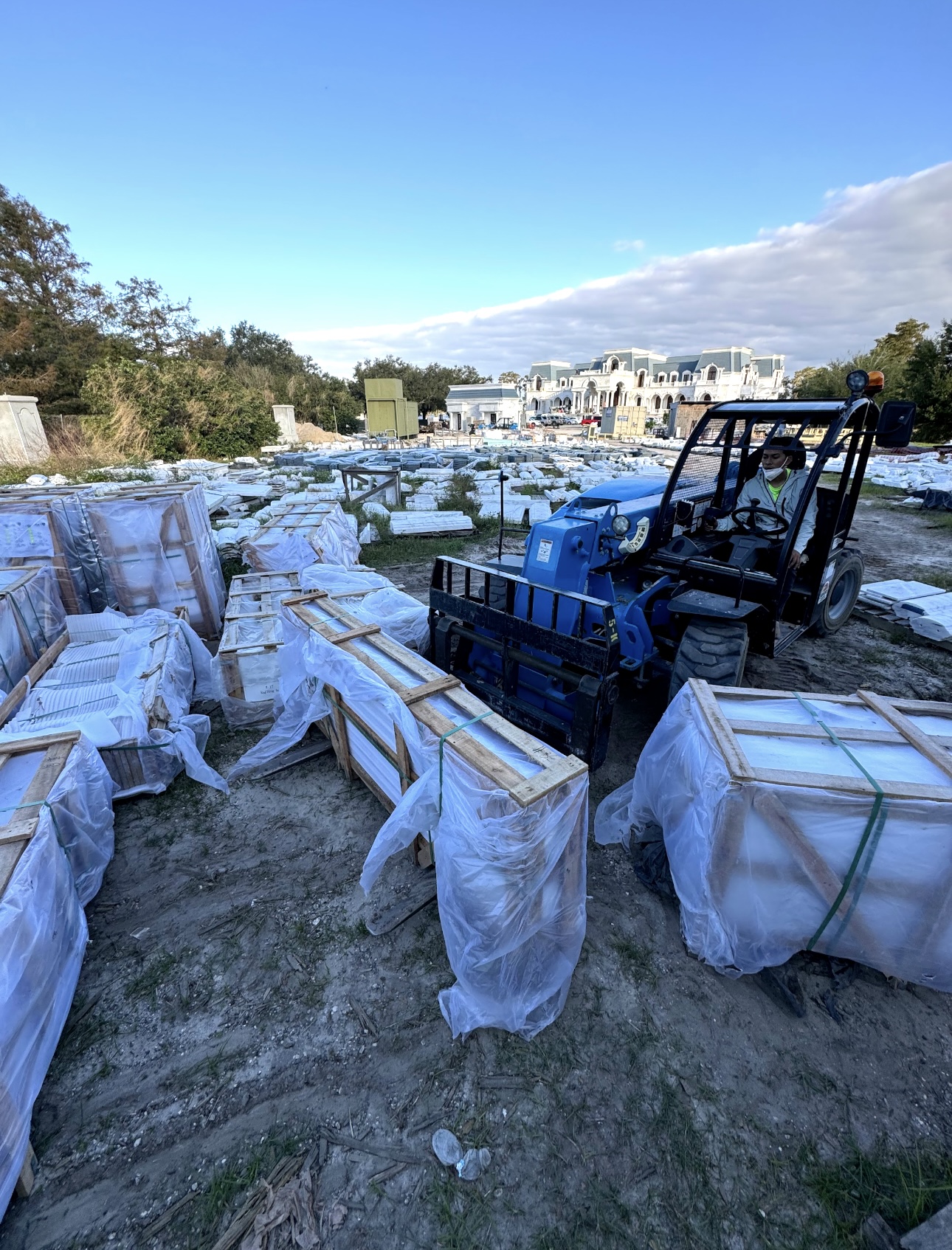 Field documentation of marble and stone construction work managed by Eduardo Munoz Perez JR