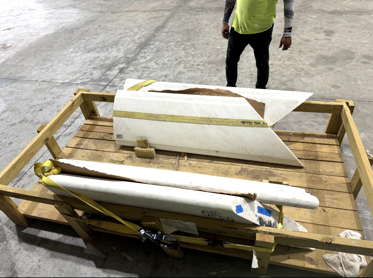 Field documentation of marble and stone construction work managed by Eduardo Munoz Perez JR