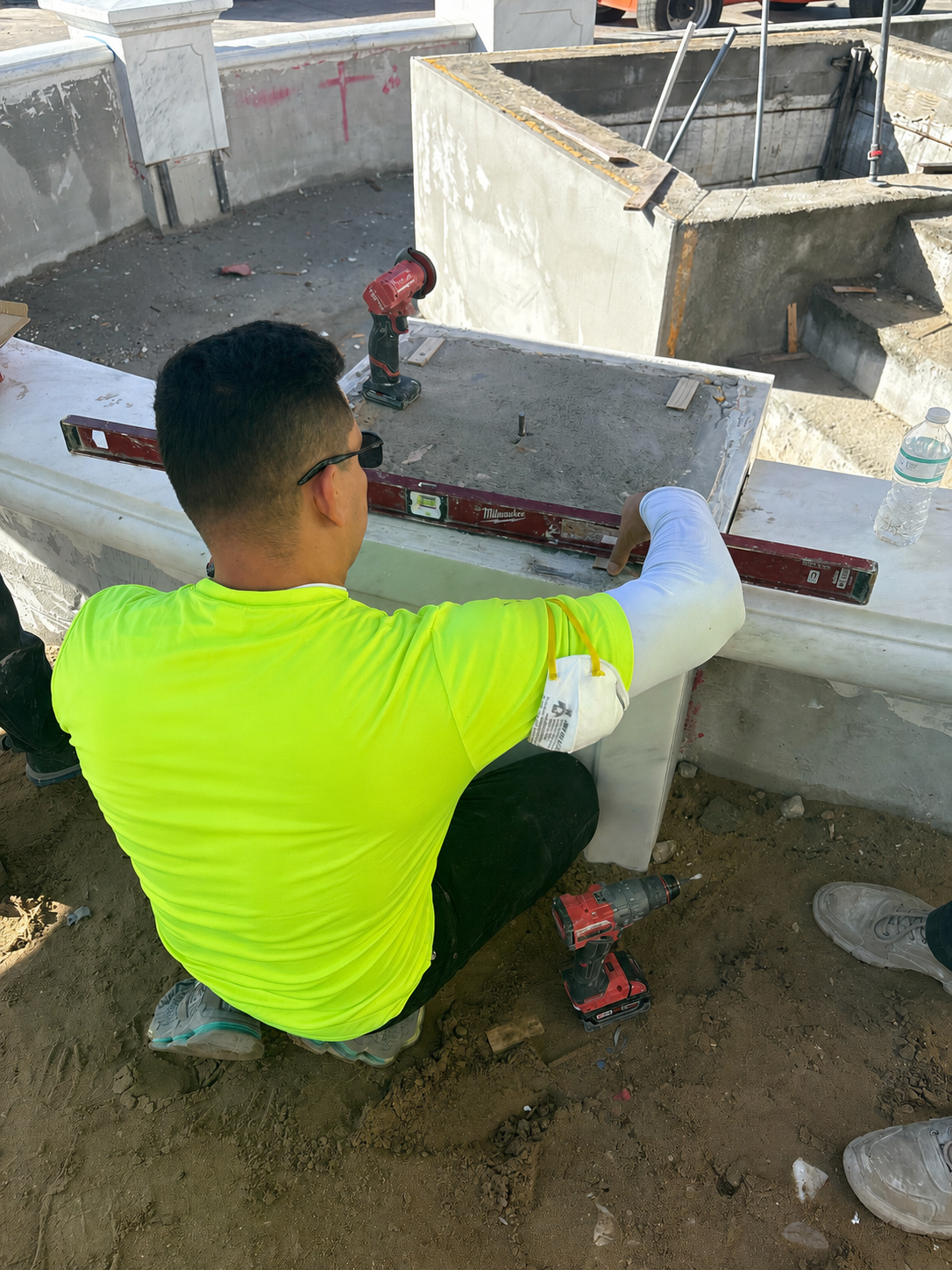Field documentation of marble and stone construction work managed by Eduardo Munoz Perez JR