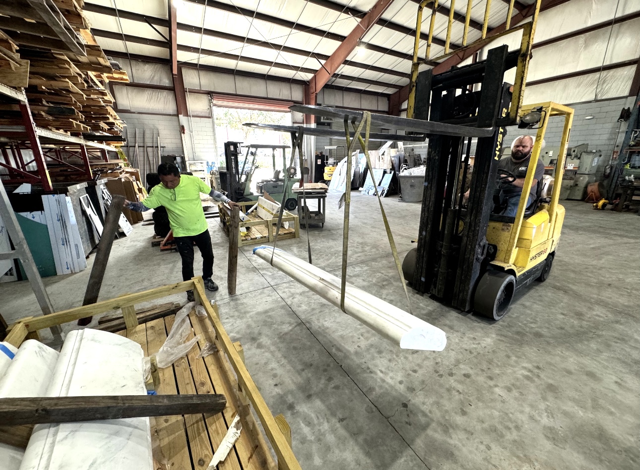 Field documentation of marble and stone construction work managed by Eduardo Munoz Perez JR