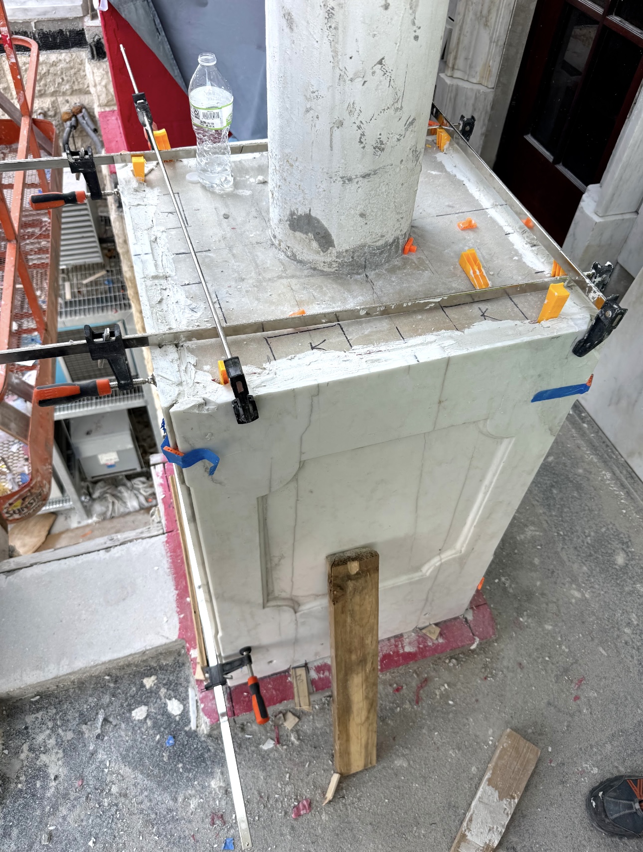 Field documentation of marble and stone construction work managed by Eduardo Munoz Perez JR